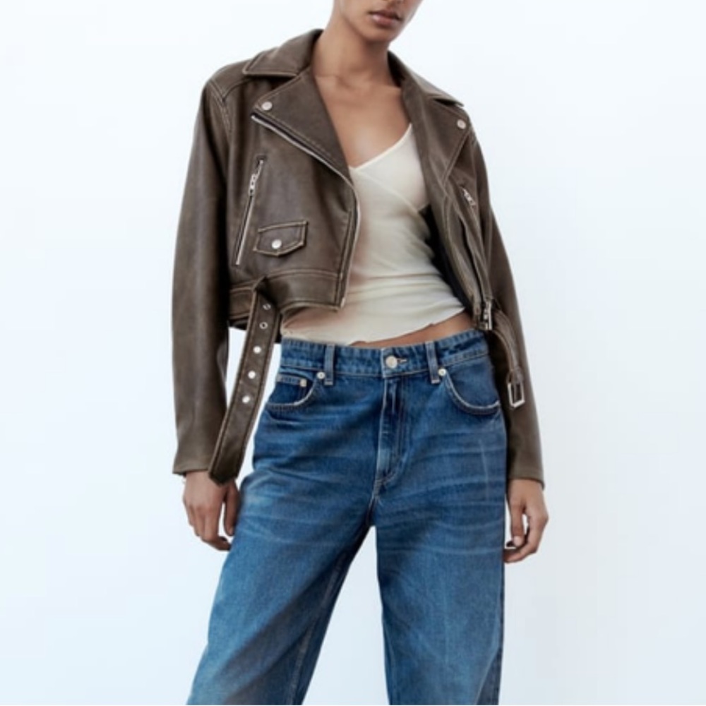 Zara Faux Leather Jacket in Charcoal